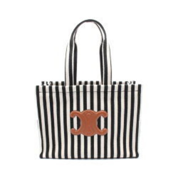 Celine Cabas Tais Tote Bag Leather Black White Brown - Picture 1 of 4